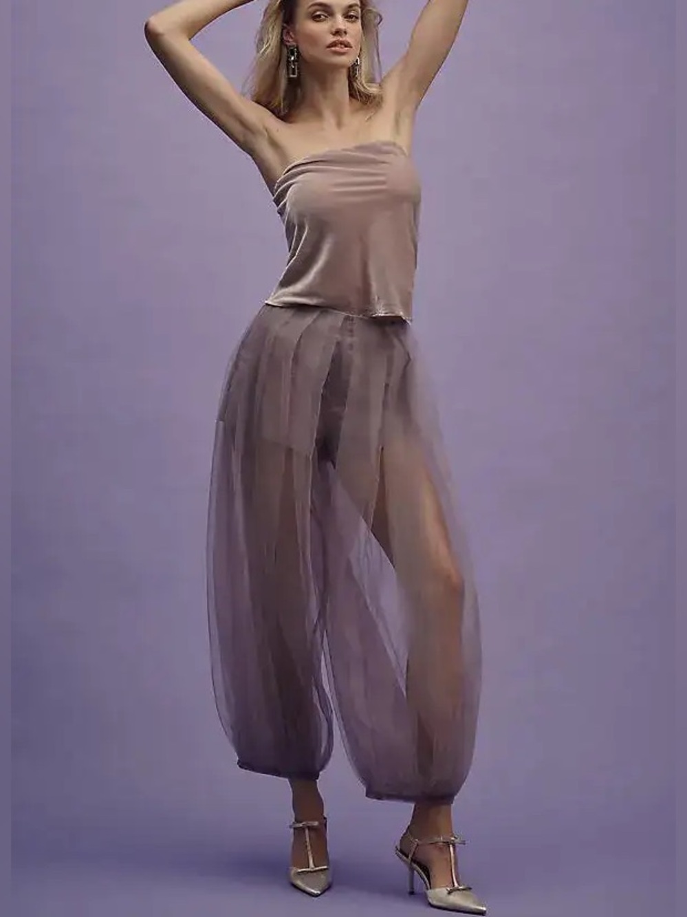 Anthropologie Mauve Purple Tulle Balloon Shorts Pants 0 NWT